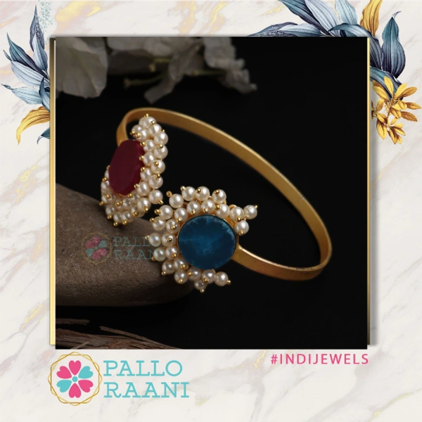 Red and blue Dual Druzy And Lorel Adjustable Bracelet - Adjustable, Red, Blue, Gold